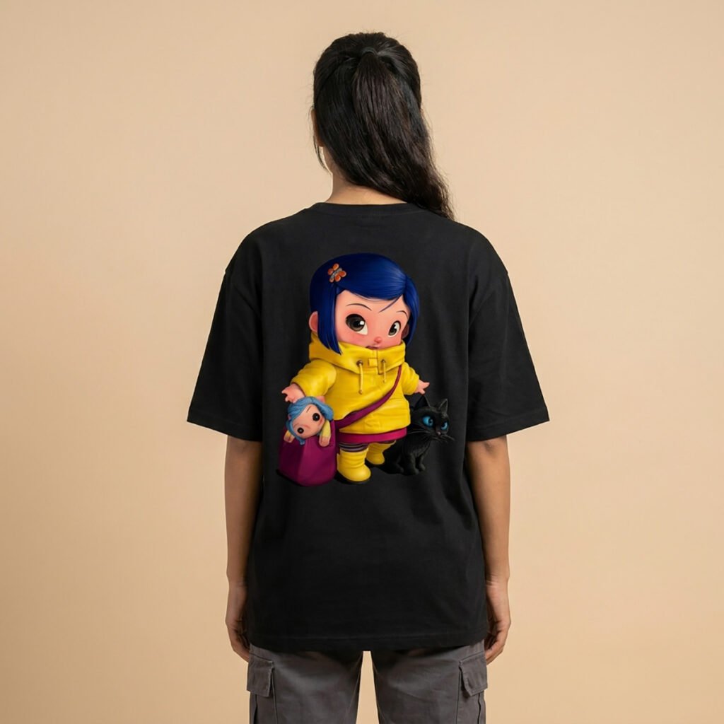Coraline Aesthetic Oversized T-Shirt – Cute Graphic 240 GSM Premium Cotton Streetwear
