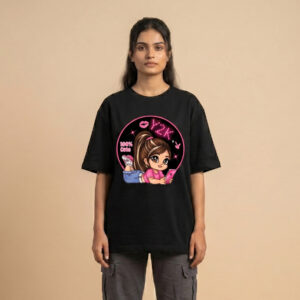 Y2K Cute Girl Oversized T-Shirt – Trendy Aesthetic 240 GSM Premium Cotton Tee