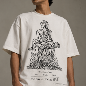 Three States of Body — Oversized T-Shirt – 240 GSM White Premium Cotton French Terry Tee | Prithos