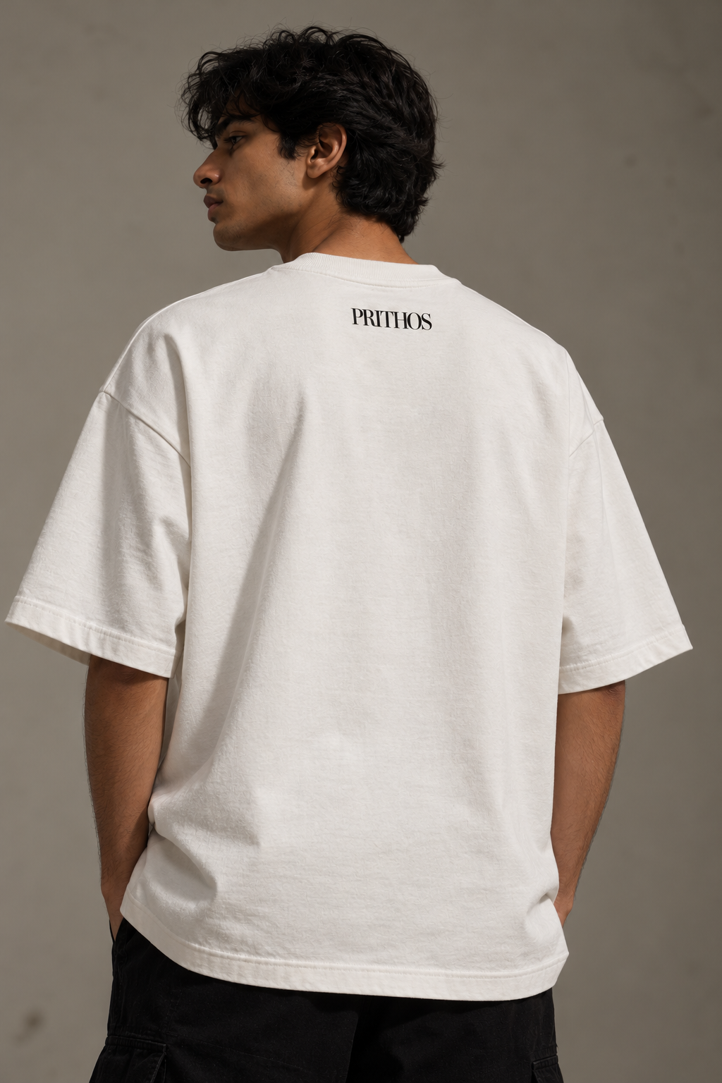 Three States of Body — Oversized T-Shirt – 240 GSM White Premium Cotton French Terry Tee | Prithos - Image 4